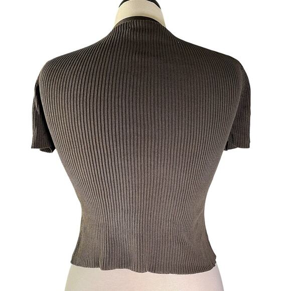 Banana Republic Women Olive Green SS Crew Neck Banded Sweater SMALL - Picture 3 of 3